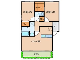 アネックス赤間Aの物件間取画像